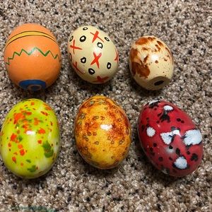 Decorative Hand painted Ceramic Eggs Easter Farmhouse primitive colorful